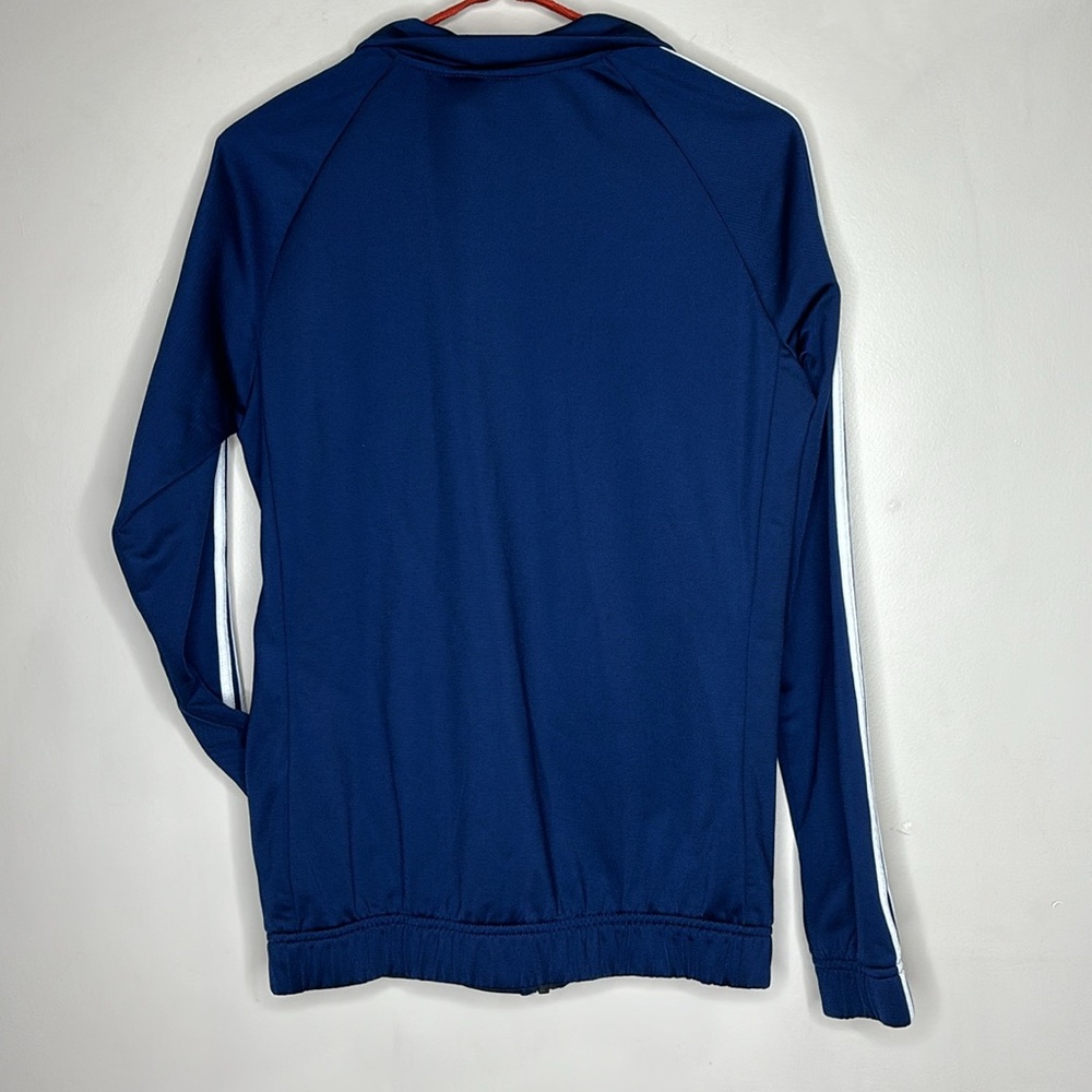 ADIDAS | Classic Blue With White Stripes Warm Up Jacket | Zip Up With Pockets - Picture 5 of 7